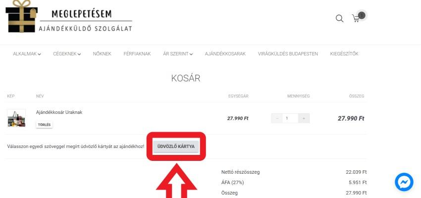 Üdvözlőkártya választása ajándékcsomagokhoz ajándékküldésnél 1