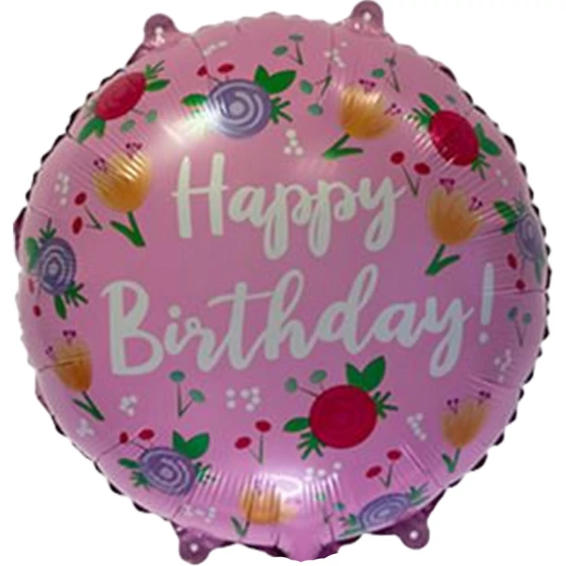 Rózsaszín virágos szülinapi lufi Rózsaszín virágos szülinapi lufi