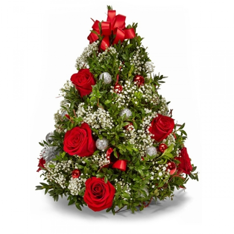 Mini karácsonyfa virágokból