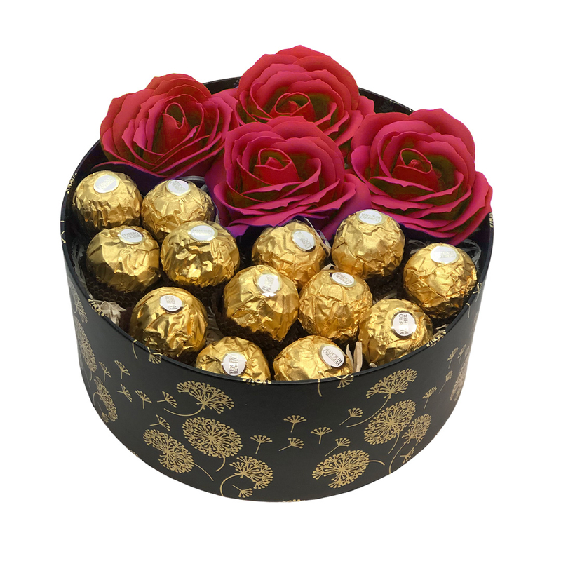 Csokoládébox online ajándékküldés - Bordó Ferrero Rózsabox