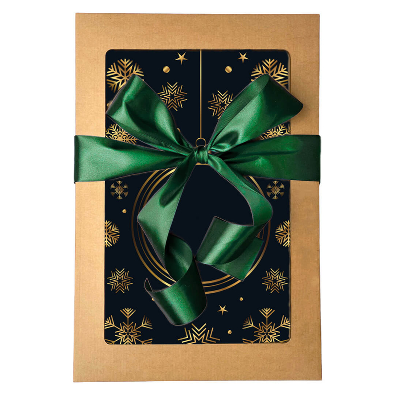 Karácsonyi ajándékdoboz zöld masnival