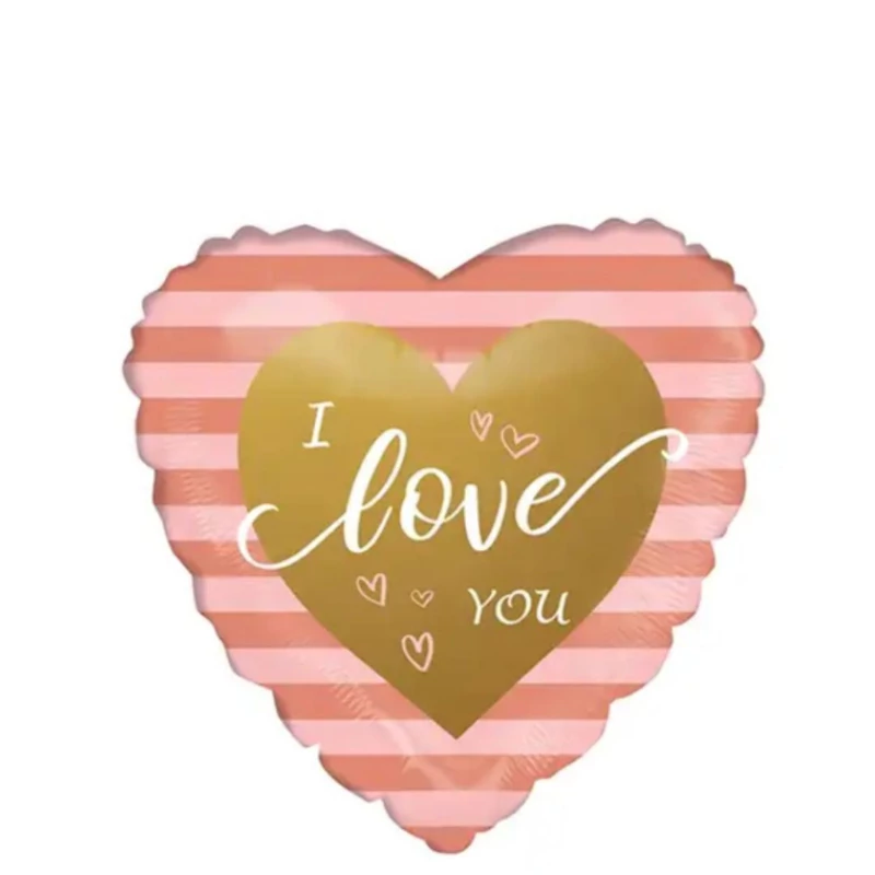 I love you szív alakú csíkos lufi