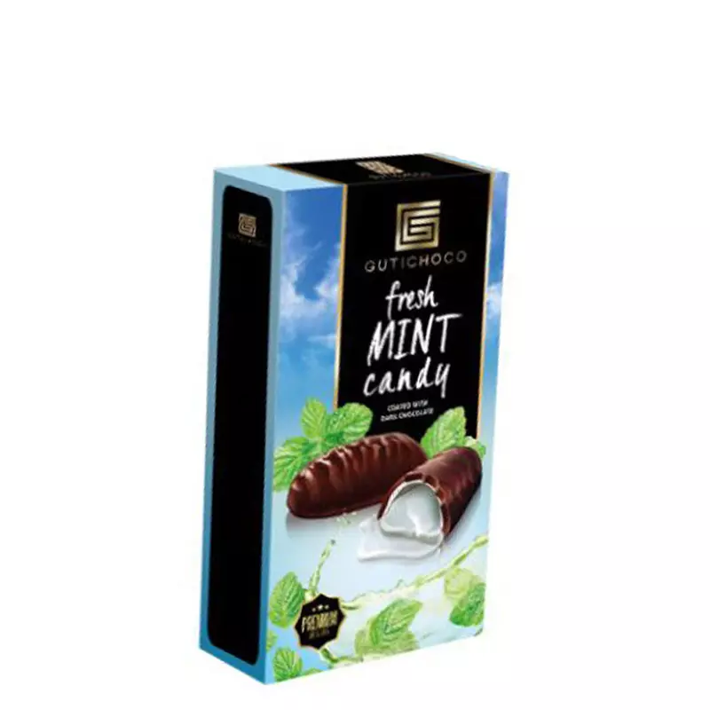 Mint candy with dark chocolate coating